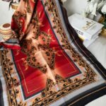 Etnik Desen Pamuk Soft Şal 83924 - Kiremit/Siyah