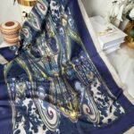 Etnik Desen Pamuk Soft Şal 83925 - Gece Mavisi