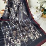 Etnik Desen Pamuk Soft Şal 83925 - Siyah/Bordo