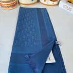 İthal Dior Pamuk Yün İpek Şal - Lacivert