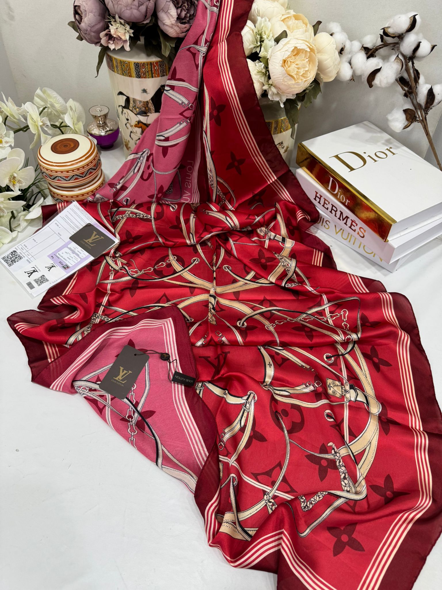 Lv Çift Taraflı İthal Vual İpel Şal 85631 - Kırmızı