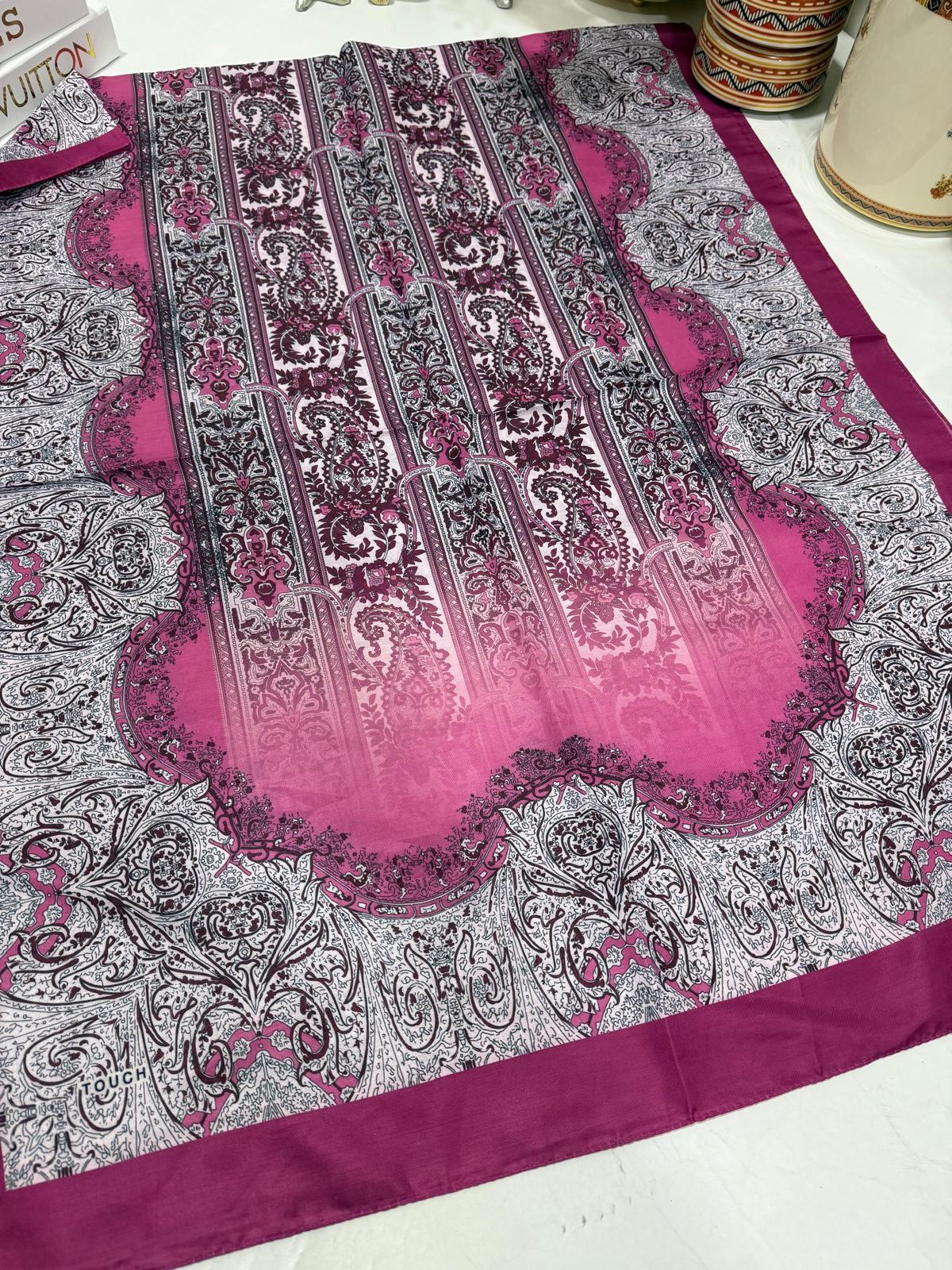 Etro Desen Pamuk İpek Şal 49733 - Şarabi