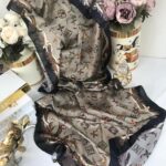 LV Desenli İthal Vual İpek-Siyah Vizon