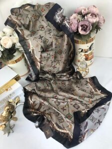 LV Desenli İthal Vual İpek-Siyah Vizon