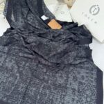 Touch İthal Etnik Desen Pamuk İpek Şal 63457 - Siyah Gri