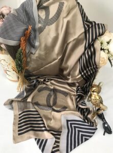 Chanel Çift Taraflı Vual İpek Şal -vizon