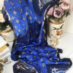 LV Desenli İthal Vual İpek-  Mavi lacivert