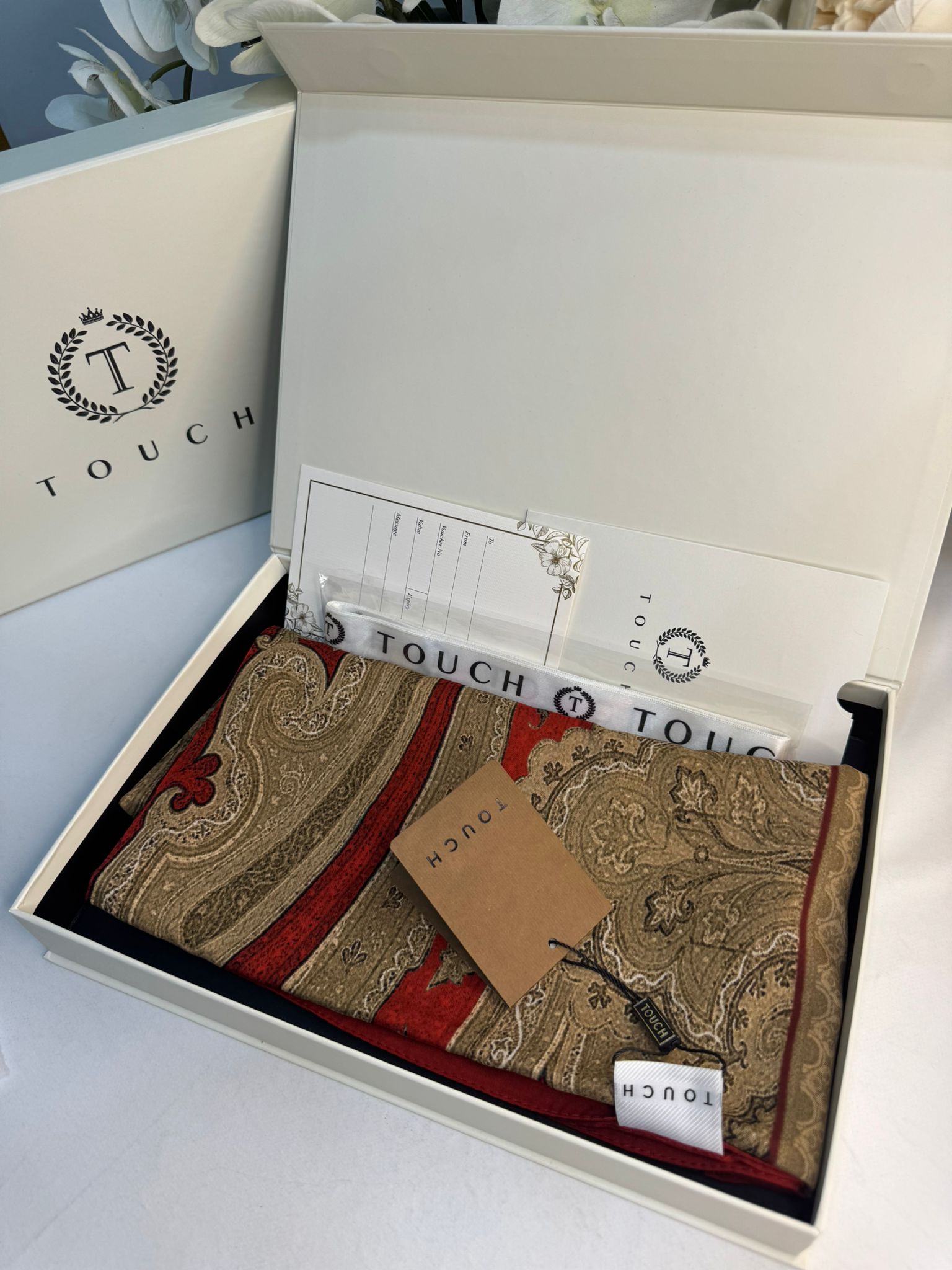 Touch İthal Pamuk İpek Şal 63454 - Kırmızı - Görsel 2