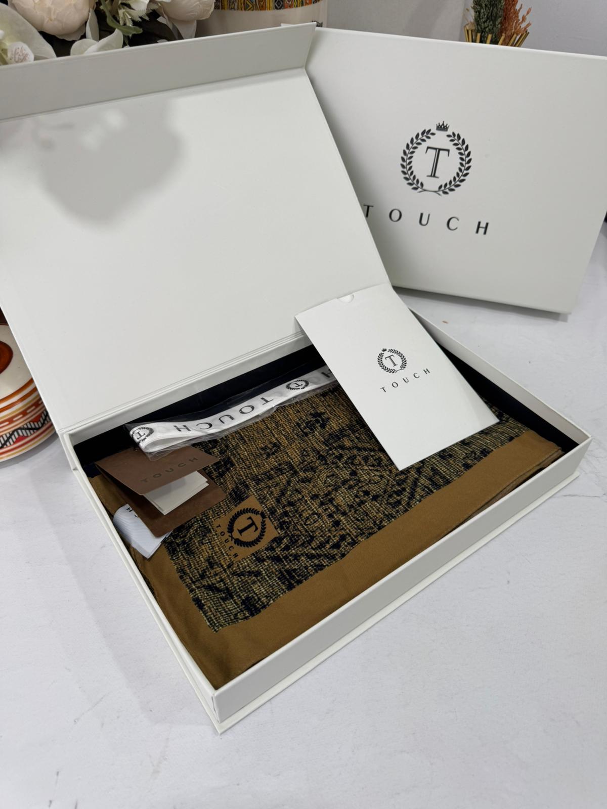 Touch İthal Etnik Desen Pamuk İpek Şal 63457 - Vizon - Görsel 2