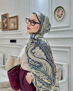 İTHAL ETRO DESEN NEW VUAL İPEK ŞAL 44344 - Lacivert