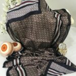 Burberry Çift Taraflı Vual İpek Şal -kahve siyah