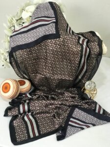 Burberry Çift Taraflı Vual İpek Şal -kahve siyah