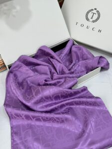 Dior Desen Pamuk İpeksi Jakar Şal 88731 - Eflatun