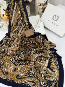 Touch İthal Etnik Desen Pamuk İpek Şal 63458 - Siyah