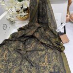 Touch İthal Etnik Desen Pamuk İpek Şal 63456 - Haki