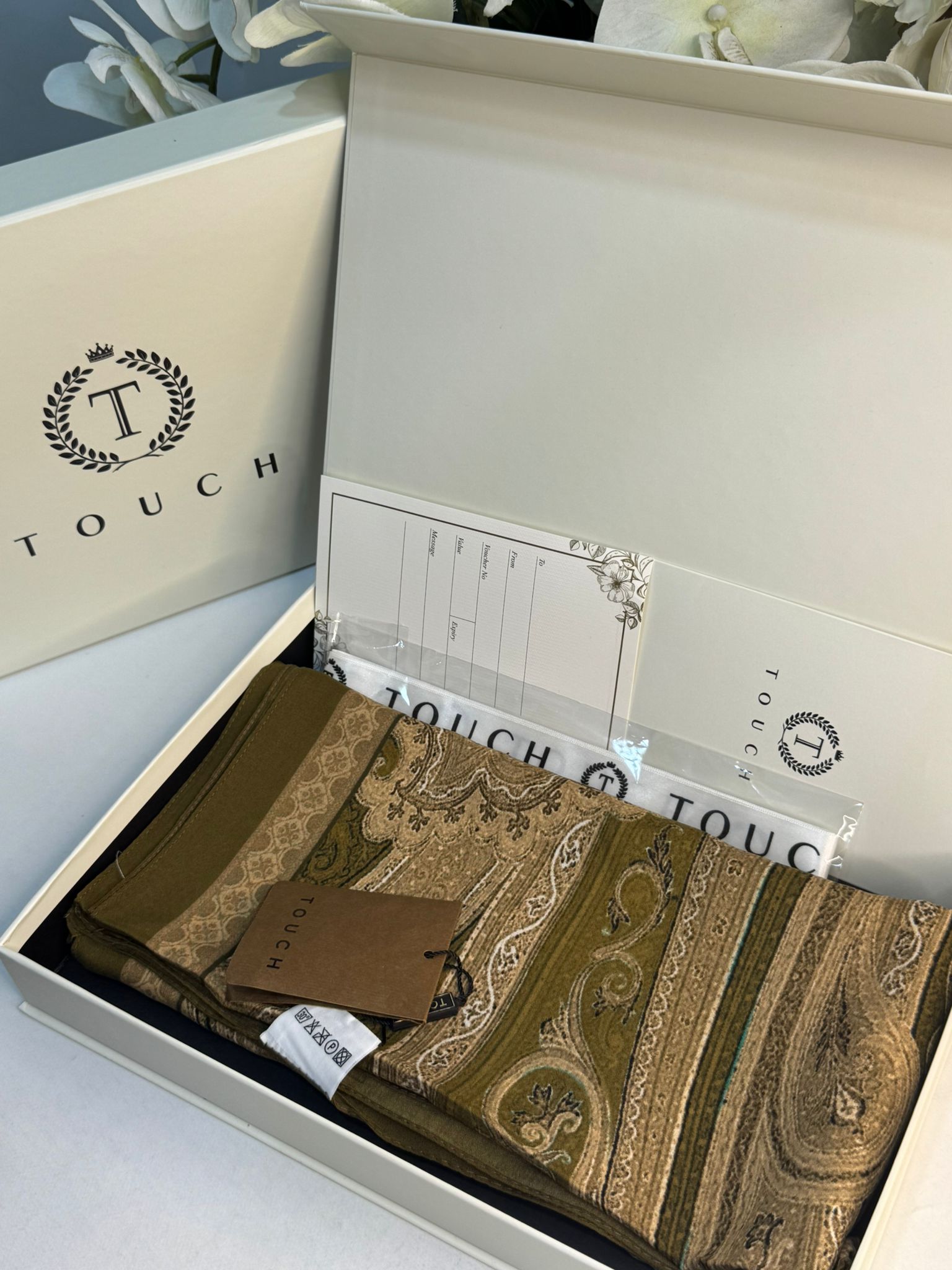 Touch İthal Pamuk İpek Şal 63454 - Haki - Görsel 2