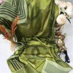 Chanel Çift Taraflı Vual İpek Şal -Fıstık Yeşili