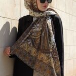 etnik hint deseni pamuk ipek şal -313131  sarı/kahve