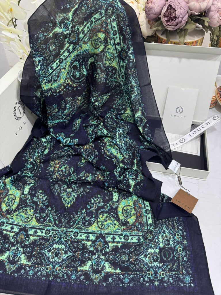 Touch İthal Etnik Desen Pamuk İpek Şal 63456 - Gecenin Aydınlığı