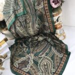 Etro Pamuk İpek Şal -987654 Yeşil füme