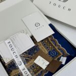 Touch İthal Etnik Desen Pamuk İpek Şal 63460- Gök Mavi