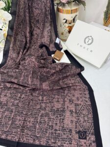 Touch İthal Etnik Desen Pamuk İpek Şal 63457 - Eflatun