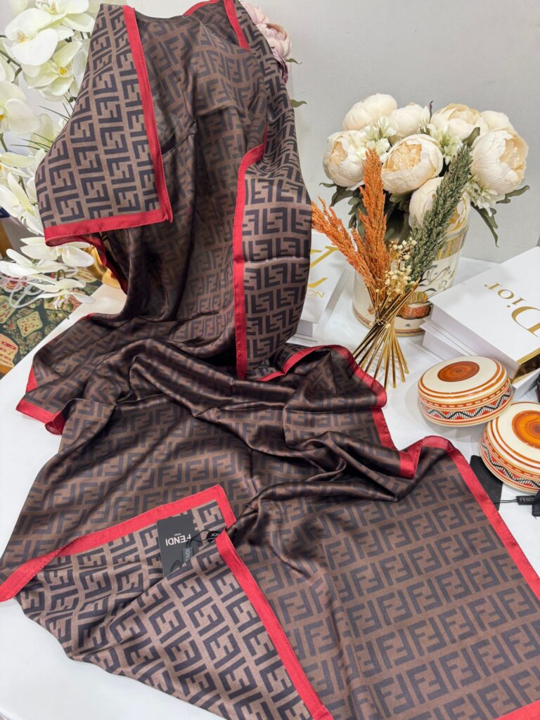 Fendi İthal Vual İpek Şal-Bordo"