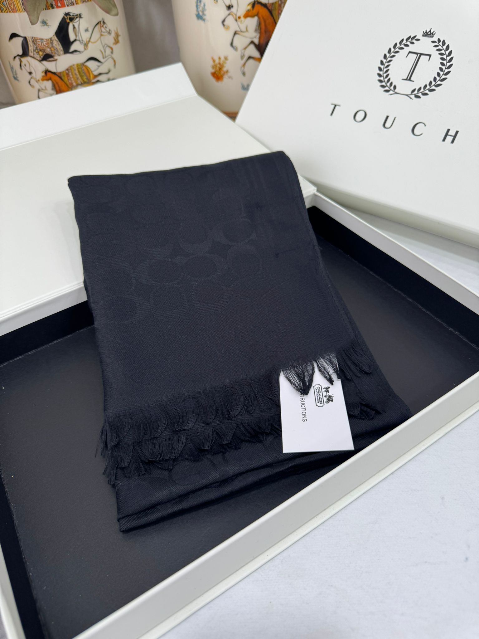 Coach İthal Çift Taraflı Pamuk Yün İpek - Siyah - Görsel 2