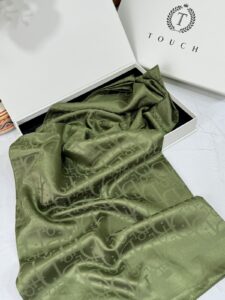 Dior Desen Pamuk İpeksi Jakar Şal 88731 - Mercan Yeşili