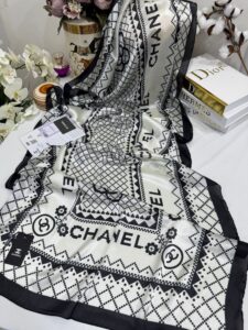 Chanel Çift Taraflı İthal Vual İpel Şal 85651 - Ekru