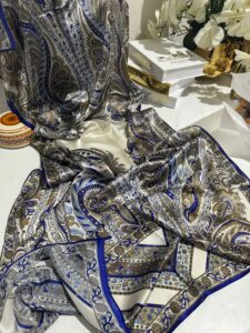 İTHAL ETRO DESEN NEW VUAL İPEK ŞAL 44344 - Saks