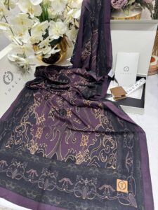 Touch İthal İberya Işığı Pamuk İpek Şal 63455 - Gece Moru