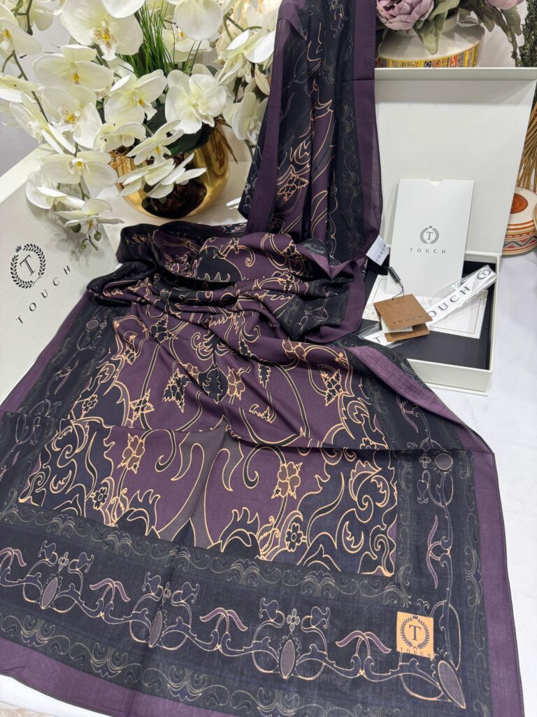 Touch İthal İberya Işığı Pamuk İpek Şal 63455 - Gece Moru