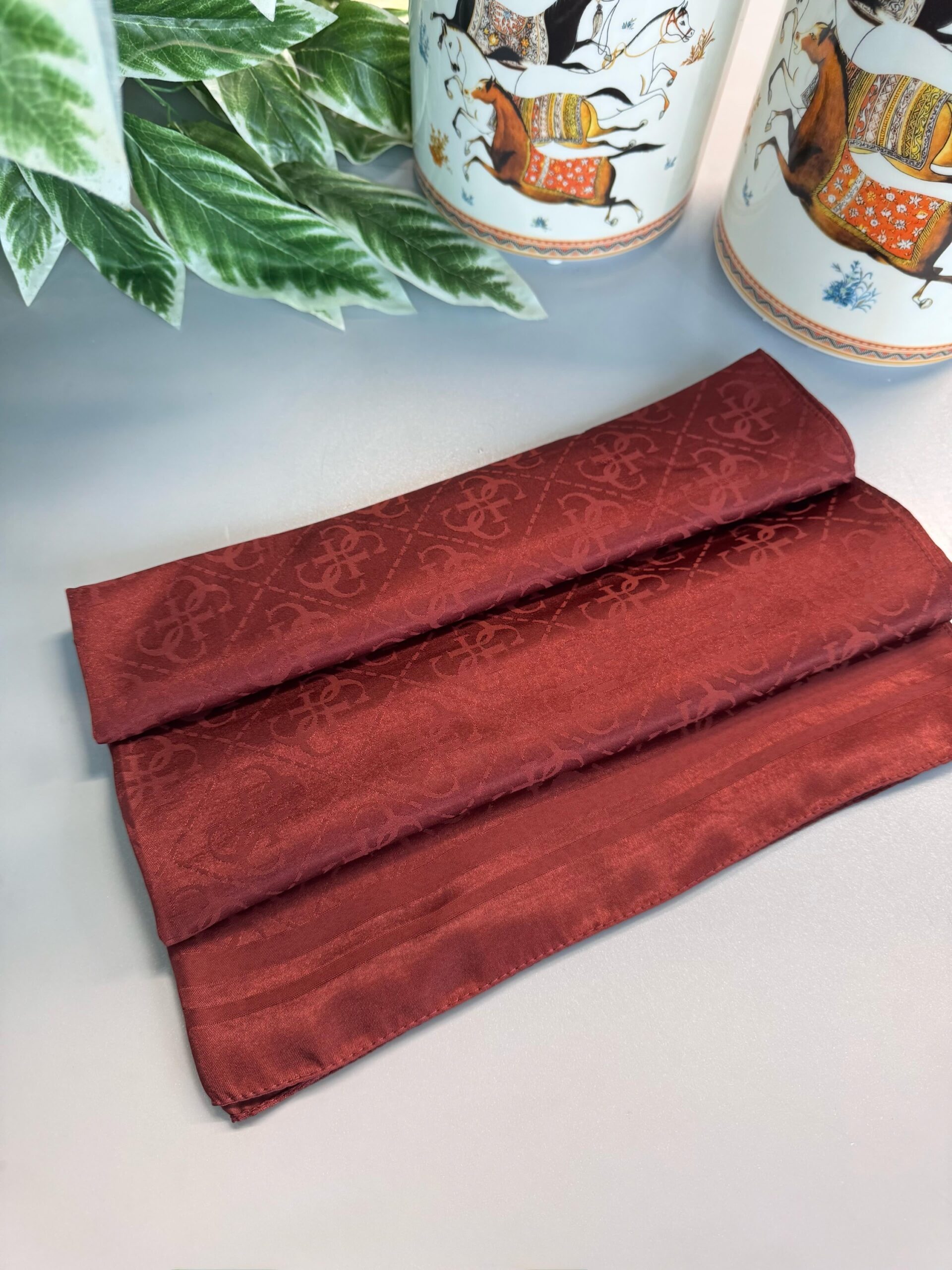 Guess Desen İpeksi Jakar Şal-75896-kızıl kahve