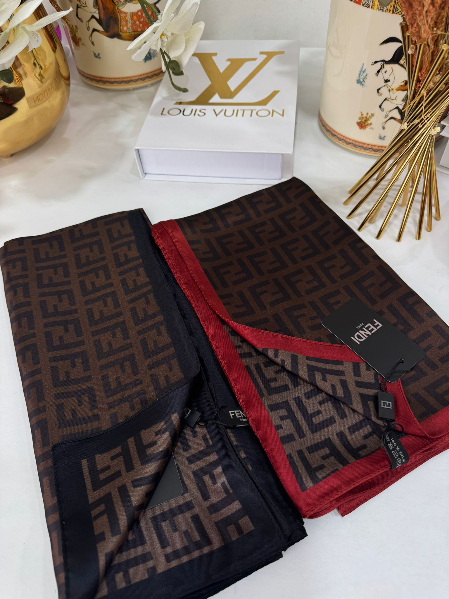 Avantajlı Kutu 2'Li Fendi İthal Vual Twill İpek Şal