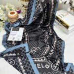 Chanel Çift Taraflı İthal Vual İpel Şal 85651 - Mavi-Siyah