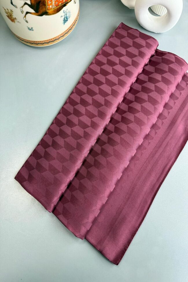 Qoza Desen İpeksi Jakar Şal - Eflatun