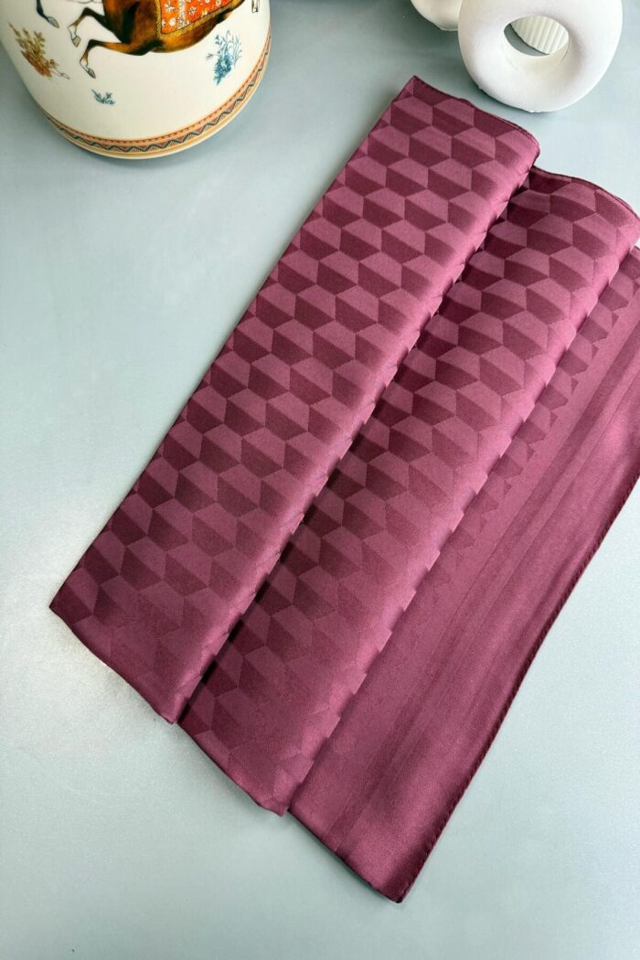 Qoza Desen İpeksi Jakar Şal - Eflatun