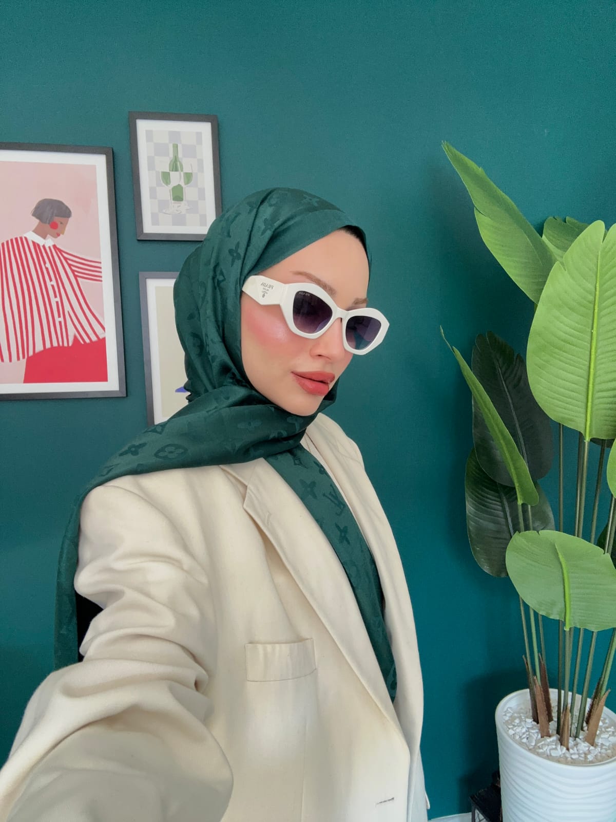 İthal Lv Pamuk Yün İpek Şal 49104 - Zümrüt - Görsel 3