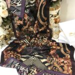 Etnik Leopar Desenli İthal Vual ipek Şal 14253 - Kahve