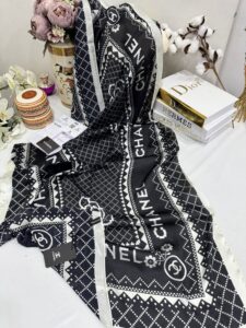 Chanel Çift Taraflı İthal Vual İpel Şal 85651 - Siyah