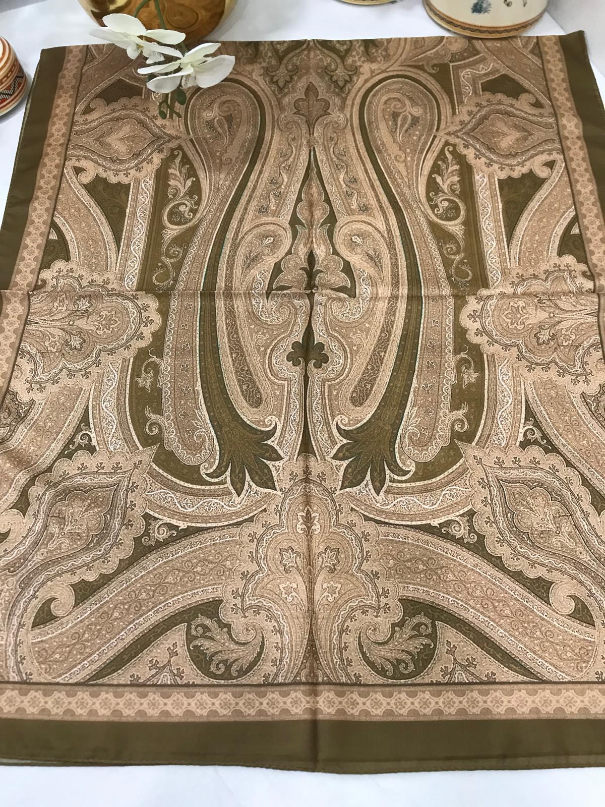 Etro Pamuk İpek Şal -987654 nil yeşili gold