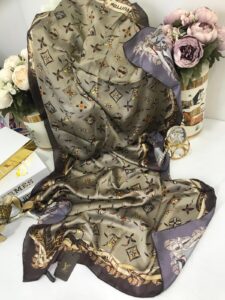 LV Desenli İthal Vual İpek- Kahve vizon