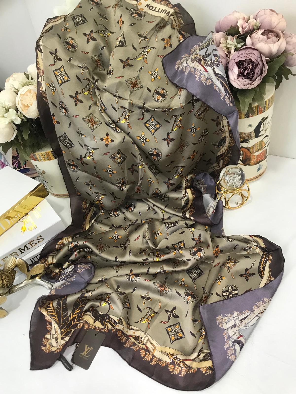 LV Desenli İthal Vual İpek- Kahve vizon