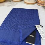 İTHAL A+ Fendi Yün İpek Çift Taraflı Marka Şal 87452 - Saks