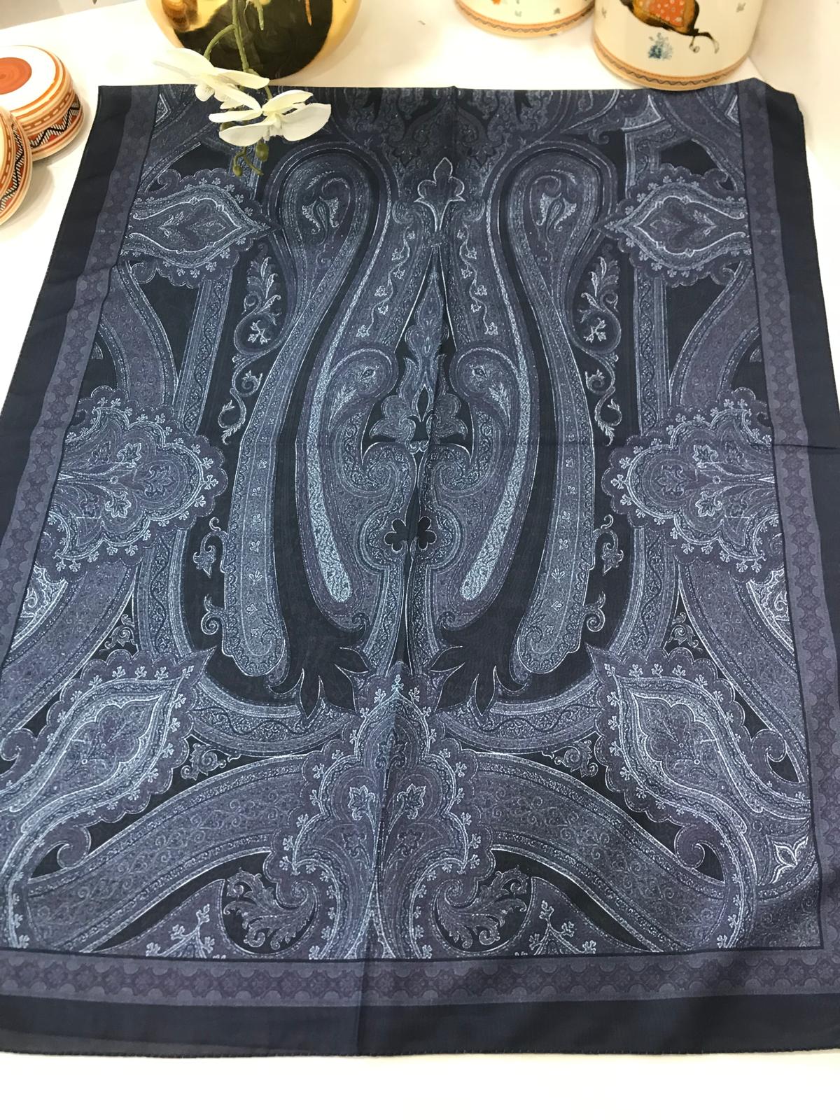 Etro Pamuk İpek Şal -987654 Füme mavi - Görsel 3