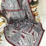 Etro Pamuk İpek Şal -987654 Bordo Antrasit