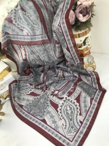 Etro Pamuk İpek Şal -987654 Bordo Antrasit