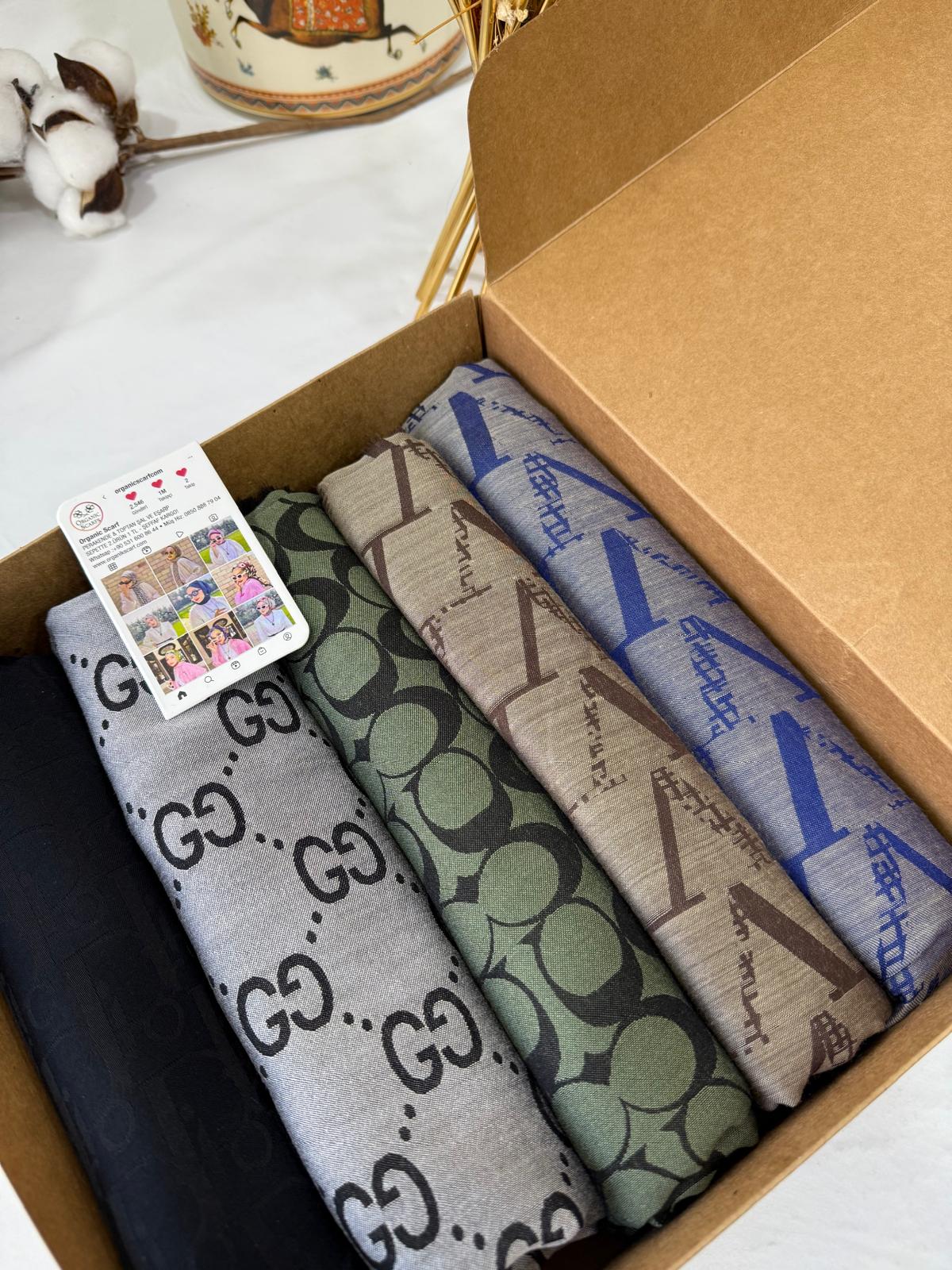 En Sevilen 5'Li Çift Taraflı Kaşmir İpek Şal