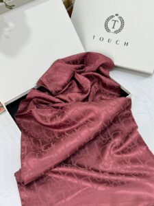 Dior Desen Pamuk İpeksi Jakar Şal 88731 - Vişne